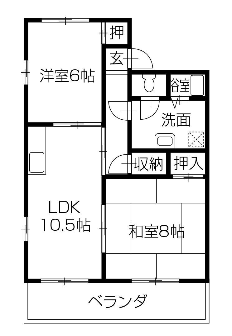 セジュール濱田II(2LDK/2階)の間取り写真