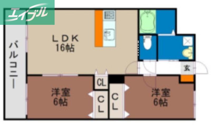 Y.A.F.福富東マンション(2LDK/1階)の間取り写真