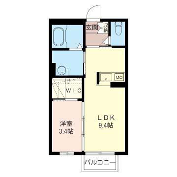 プルミエールA棟(1LDK/2階)の間取り写真
