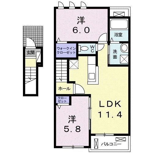 クレールIII A(2LDK/2階)の間取り写真