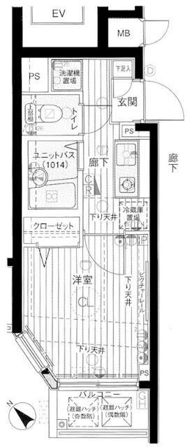 メインステージ銀座(1K/10階)の間取り写真
