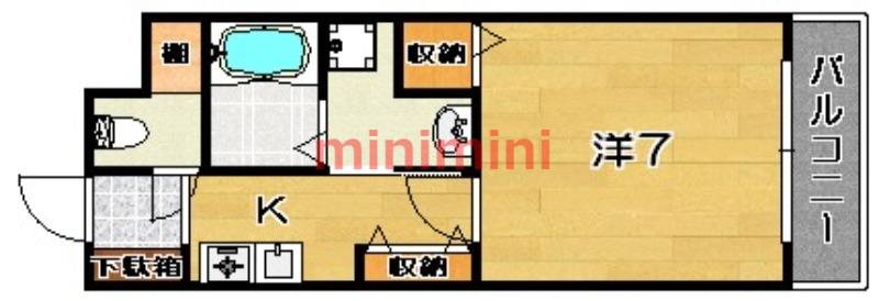 リヴェール城西(1K/4階)の間取り写真
