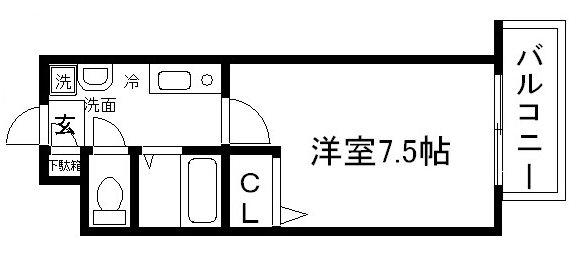 ATS堀川(1K/6階)の間取り写真