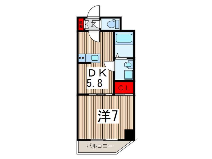 ロゼットIII(1DK/5階)の間取り写真