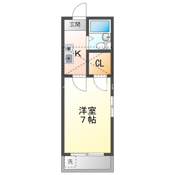 セザンヌ小鷹野Ⅱ(1K/1階)の間取り写真