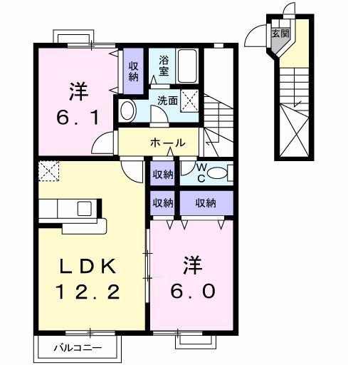 エルガーデン(2LDK/2階)の間取り写真