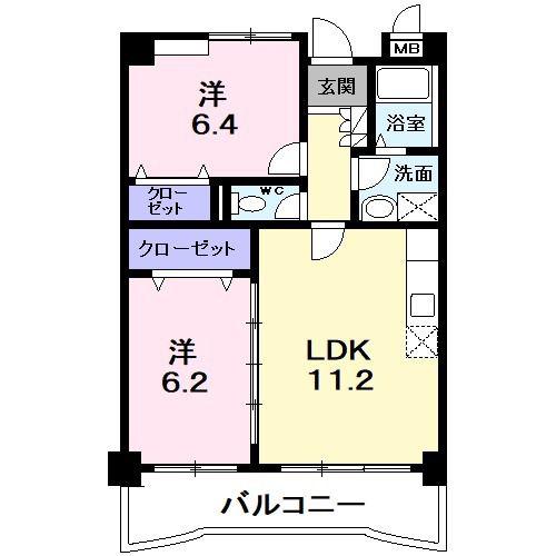 ラフィネ(2LDK/3階)の間取り写真