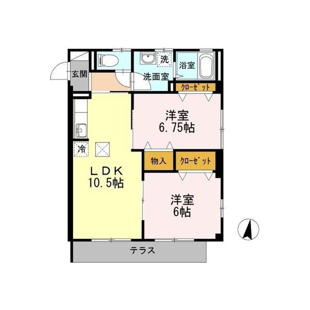D-ROOM グリーンハイツF(2LDK/1階)の間取り写真