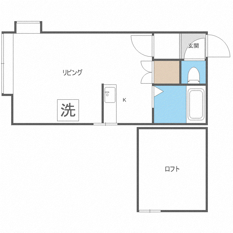 ロイヤルハウス南5条A(1K/3階)の間取り写真