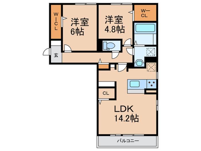 ひまわり(2LDK/2階)の間取り写真