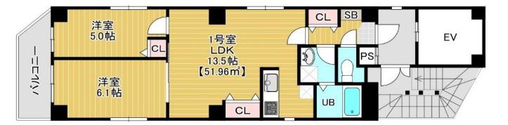 KINTAROU HILLS 361(2LDK/8階)の間取り写真