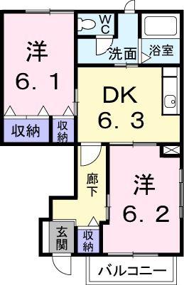 リファインド・N I(2DK/1階)の間取り写真