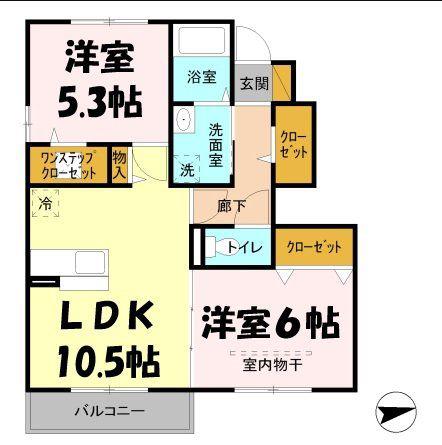 エスポワールB(2LDK/1階)の間取り写真