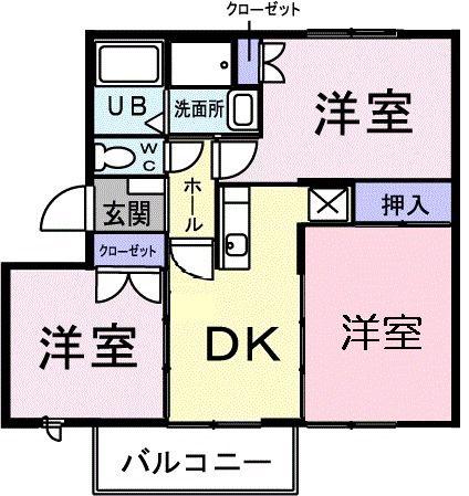 ニューエルディムトモエV(3DK/2階)の間取り写真