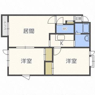 ハイツK(2LDK/1階)の間取り写真