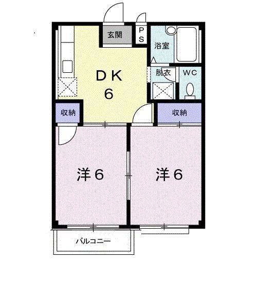 エルディム富士I(2DK/2階)の間取り写真