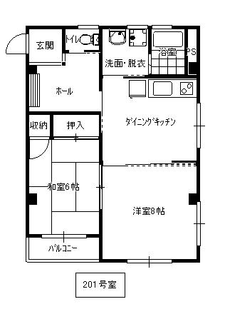 シャルムメゾンT(2DK/2階)の間取り写真