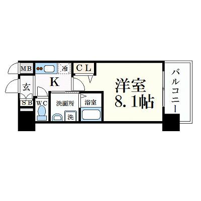 プレサンス名古屋STATIONサティナ(1K/5階)の間取り写真