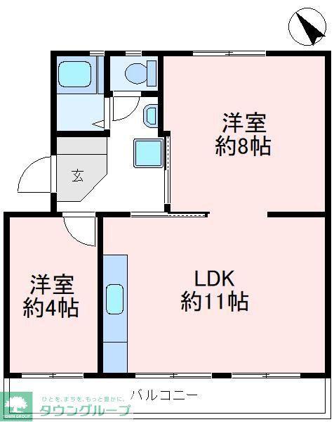 狭山台団地2-20(2LDK/5階)の間取り写真