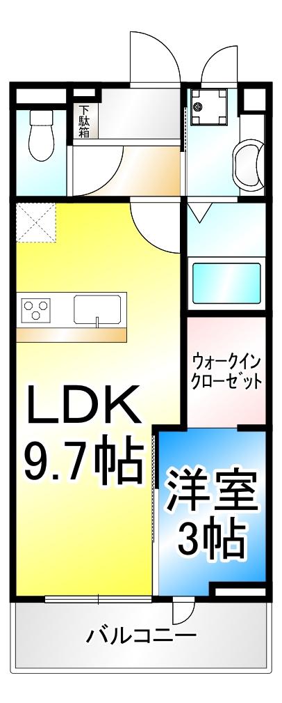 GLICINA(1LDK/3階)の間取り写真