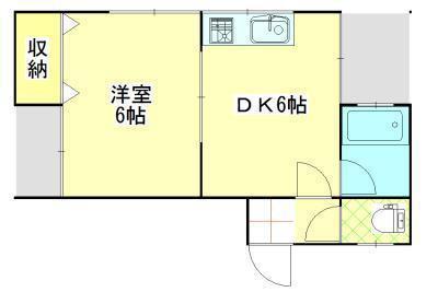 大町スカイハイツ(1DK/2階)の間取り写真