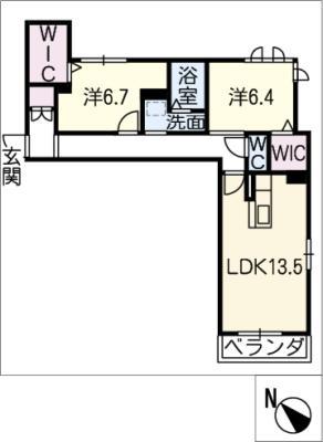 リ ベルジェ I(2LDK/3階)の間取り写真