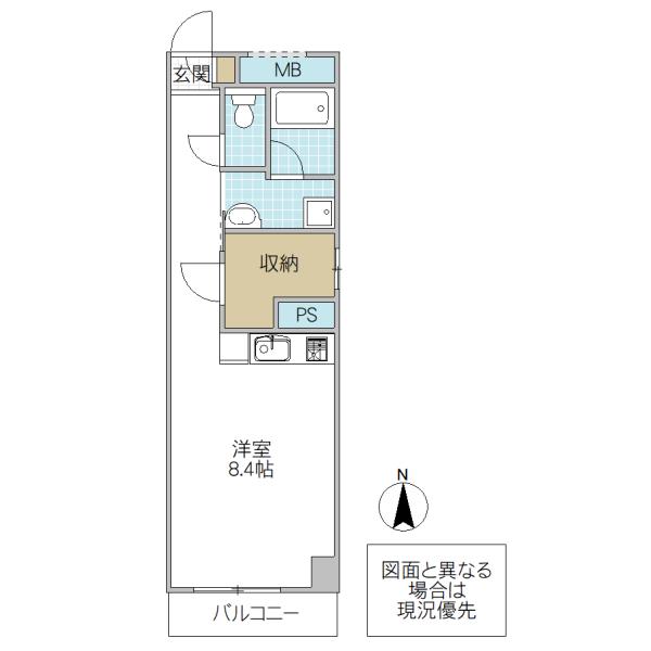 水戸東石ビル(ワンルーム/4階)の間取り写真
