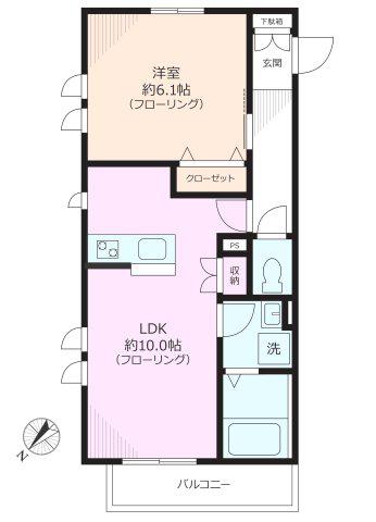 バウム駒込(1LDK/2階)の間取り写真