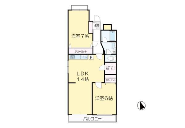 ケニーヒルズ玉川(2LDK/4階)の間取り写真