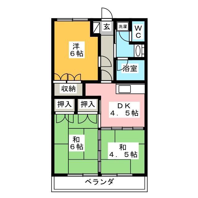 吉田IIマンション(3DK/4階)の間取り写真