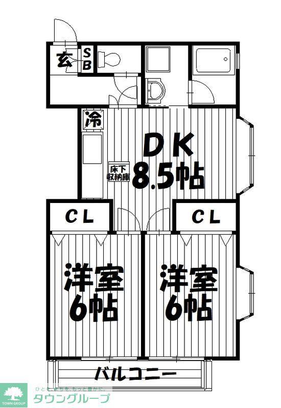 スカイハイツ(2LDK/1階)の間取り写真