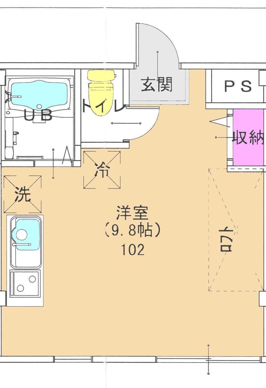パークピア若葉(ワンルーム/1階)の間取り写真