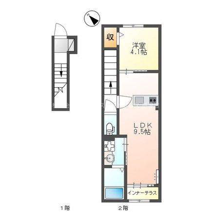 草津3丁目アパート(1LDK/2階)の間取り写真