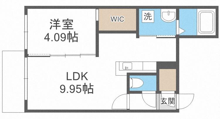 ラ・シュエットシエル(1LDK/4階)の間取り写真