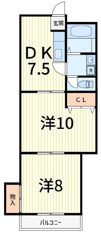 亀有コーポ(2DK/3階)の間取り写真