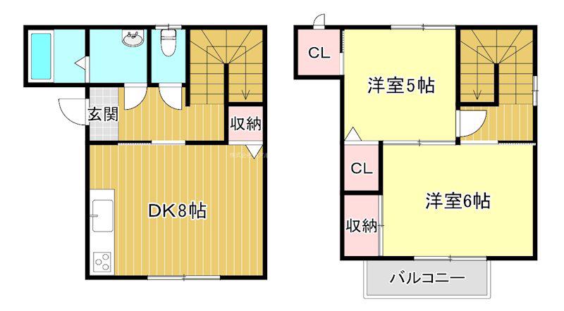 ヴィラ蓮池(2DK/1階)の間取り写真