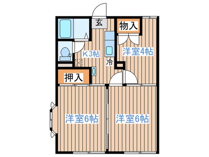 パークサイドハイツ山崎(3K/1階)の間取り写真