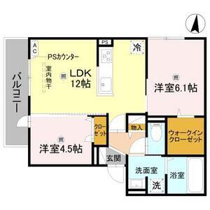 GRAMM松室吾神町A棟(2LDK/2階)の間取り写真