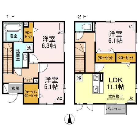 HIMAWARI(3LDK/1階)の間取り写真