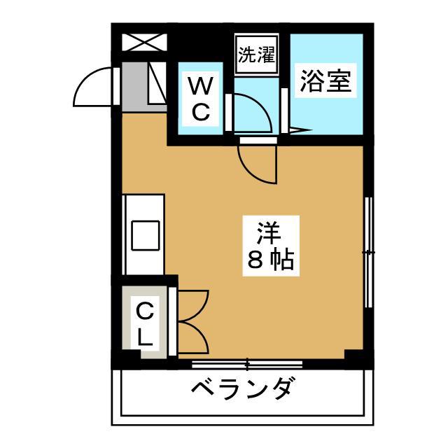 アデナ立川(ワンルーム/2階)の間取り写真