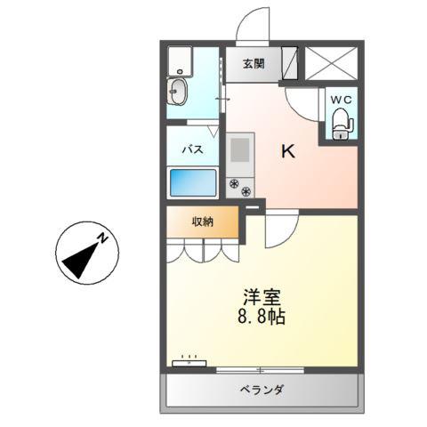 ヴァンベール(1K/2階)の間取り写真