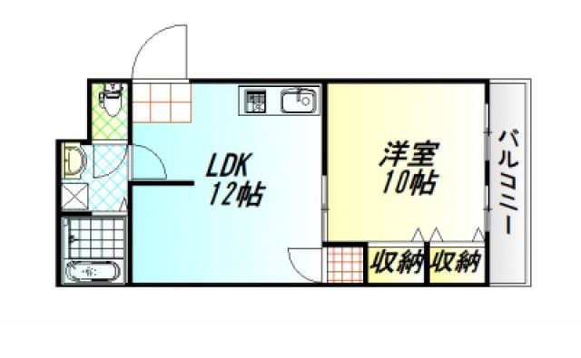 第2三田尾ビル(1LDK/4階)の間取り写真
