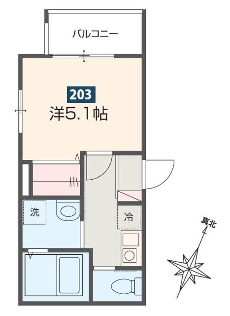 ハレアカラ東浦和(1K/3階)の間取り写真