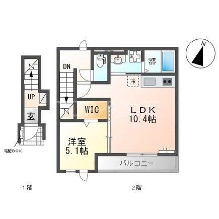 AZURE(1LDK/2階)の間取り写真