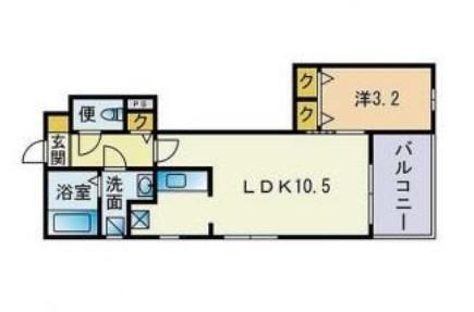 リアンレガーロ東比恵ステーション(1LDK/4階)の間取り写真