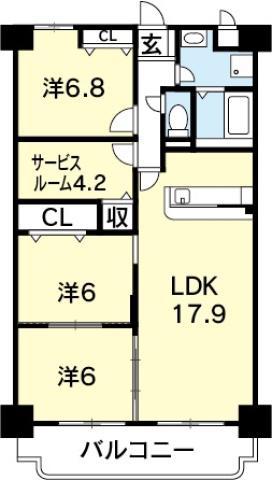 ガーデンプレイス中吉野(3SLDK/2階)の間取り写真