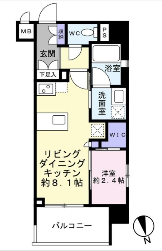 グラサージュ横浜桜木町(1LDK/4階)の間取り写真