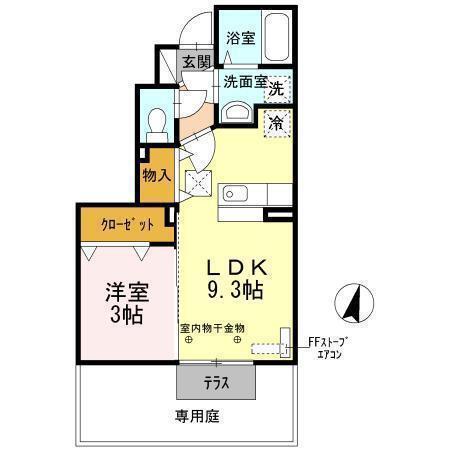 グランツC(1LDK/1階)の間取り写真