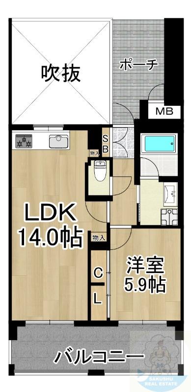 沙都和BLDG(1LDK/9階)の間取り写真