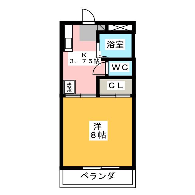 アスカ C(1K/2階)の間取り写真